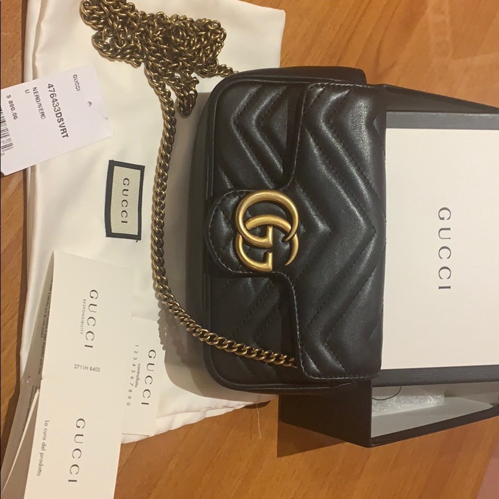 Gucci supermini Marmont black crossbody bag!